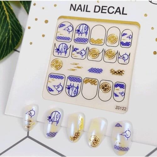 1pc Geometry Bronzing Manicure Decal Lattice Flame Nails Accessories Flower Adhesive 3D Nail Art 60*60mm (No paper packaging)
