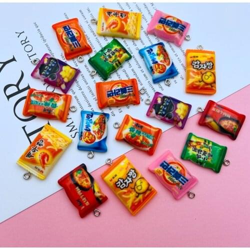 10pcs Newest Resin Flatback Noodle Charm Kawaii Pendant for Keychain, Earring, Scrapbooking, Jewelry DIY Making, Necklace
