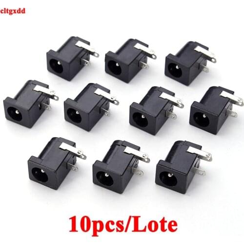 10pcs/lot DC-005 PCB Mount 5.5 x 2.1/2.5 mm Female DC Power Jack Plug Socket Connector DC005 Black 5.5*2.1/2.5MM