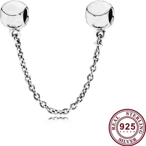 100% 925 Sterling Silver Silvery Round Safety Chain Fit Pandora Women Bracelet & Necklace Diy Jewelry