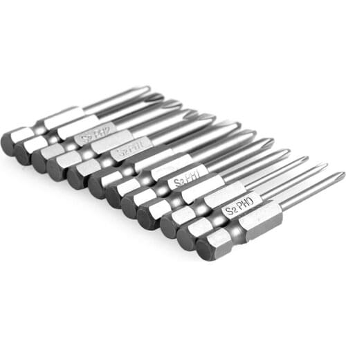 12Pcs/Set 50mm 1/4 Inch Hex Shank Magnetic Phillips Cross Screwdriver Bits RXJB