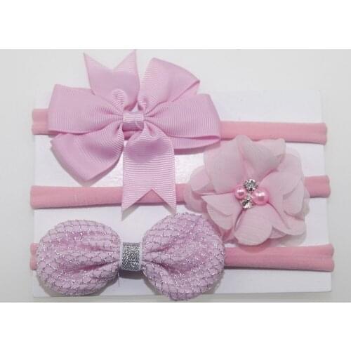 2018 wowsorie Korean children hair accessories elastic flower Cards nylon Headband set hair bow band headwear 3pcs/lot