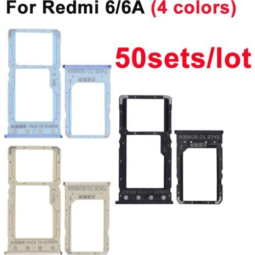 50sets/lot New SIM Card With Micro SD Card Tray For Xiaomi Redmi 6 6A SIM Tray Container Adapter Replacement Part
