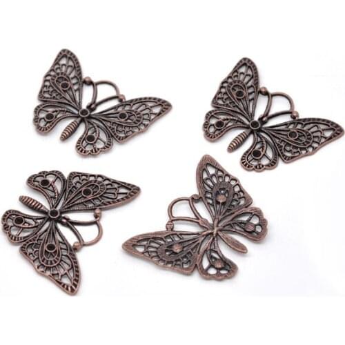 Free Shipping 50pcs Antique Copper Tone Butterfly Charm Pendants 48x36mm Jewelry Findings Wholesale