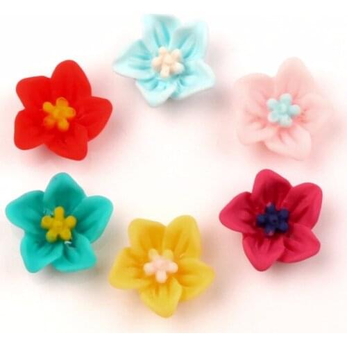 50Pcs Mixed Resin Flower Decoration Crafts Cute Kawaii Beads Flatback Cabochon Embellishments For Scrapbooking DIY Accessories