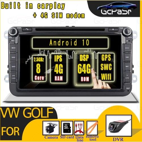 Car Multimedia Player Android 10 For VW Golf Tiguan Skoda Fabia Rapid Seat Leon Canbus Automotivo DVD Radio DSP gps navigation