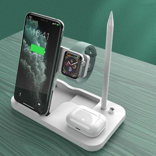 15W Qi Wireless Fast Charger 4 in 1 Quick Charging Docking Stand For iPhone 11 pro 8 X XS For for Apple Watch Series 5 4 3 2