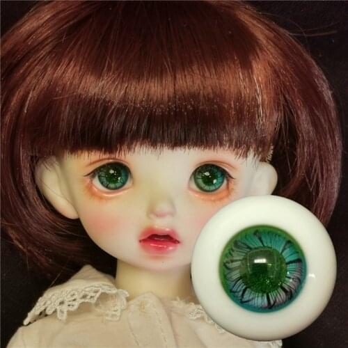 BJD doll eyes suitable for 10mm12mm14mm16mm18mm small iris size green flash pupil glass doll accessories