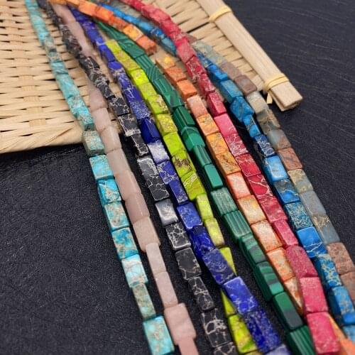 39pcs Natural Stone Imperial Stone Loose Beads Rectangular Semi-finished Products Jewelry Making Beads Bracelet Necklace 6x10 Mm