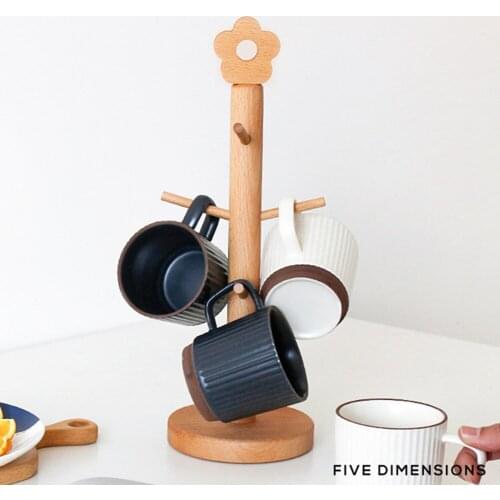 Wood Cup Rack Brackets Hanger Stand Mug Coffee Cup Storage Stand Paper Roll Towel Holder Kitchen Organization Drinkware Tools