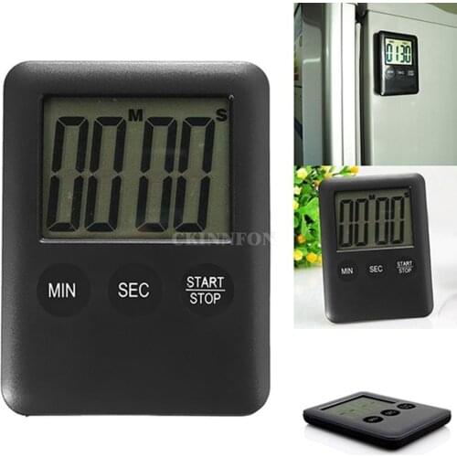 DHL 100PCS New Mini Slim Black LCD Digital Kitchen Timer Count Up Down Cooking Alarm (Color: Black)