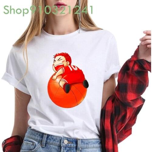 Japanese Anime Basketball T Shirt Women Printed Streetwear 90s Girl Clothing Woman Harajuku Casual Cartoon Short SleeveTops Tee