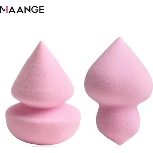 MAANGE 2 Pcs Non-latex Pink Makeup Sponge Puffs Wet-dry Dual Use Foundation Powder Puff Smooth Cosmetic Make Up Puff Beauty Tool