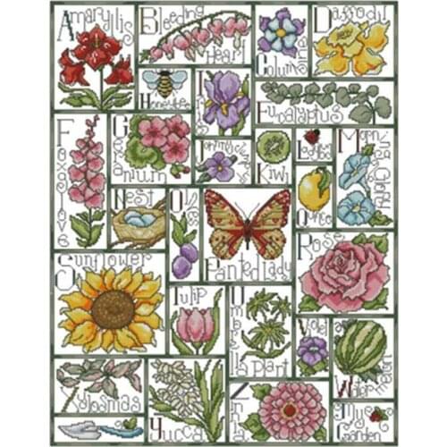Floral letters ABC counted 11CT 14CT 18CT Cross Stitch Set DIY Chinese Cross-stitch Kits Embroidery Needlework Home Decor
