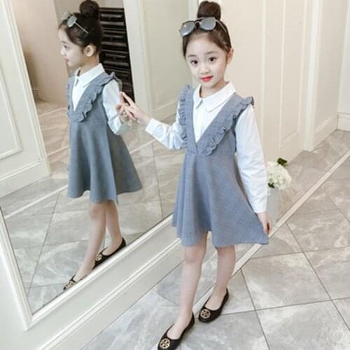 New Girls Dresses Teen Girl Dress School Uniform For Kids Dresses Long Sleeve Teenage Girls Clothing 6 7 8 9 10 12 13 14 Years