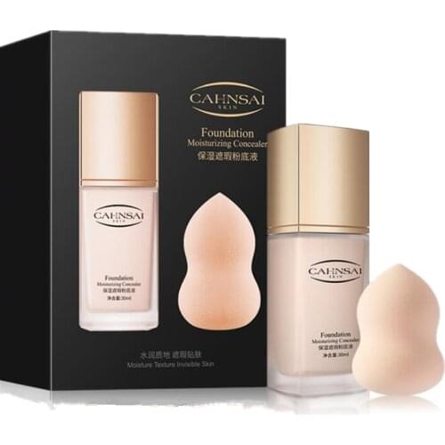 New Refresh Moisturizing Makeup Cream set Face Care Whitening Compact Foundation Concealer,And Soft Puff Prevent Bask Skin Care