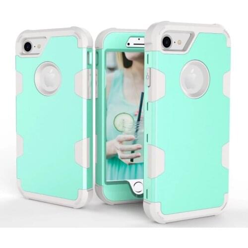Wholesale 3-in-1 Dual Layer PC+Silicon Shock Resistant Phone Cases for iPhone 7 Contrast color & Lifted Bezel Design Phone Cases
