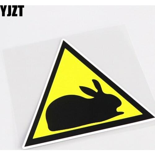 YJZT 13CM*11.2CM Warning Mark Cute Animal Rabbit Decal Car Sticker PVC 13-0927