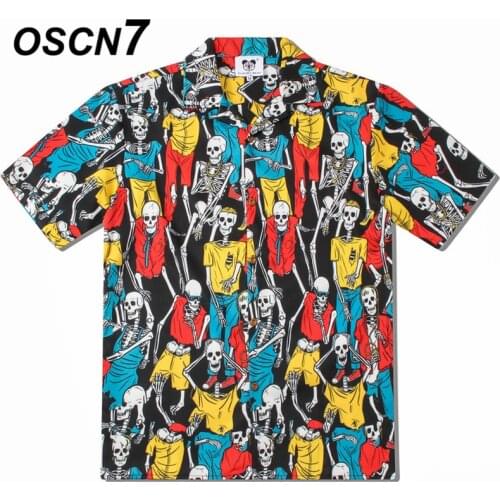 OSCN7 2019 Casual Printed Short Sleeve Shirt Men Street Summer Hawaii Beach Women Short Sleeve Shirts Harujuku Mens CS005