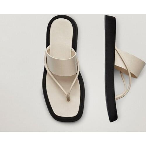 2021 Summer Flip Flops Student Flats Roman Sandals Female Net Red Thick-soled Sandals Flats Slippers Chaussures Femme Slides