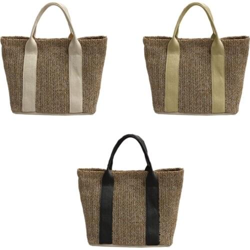 Straw Beach Bag Vintage Woven Shoulder Bags Bohemian Summer Vacation Casual Tote Handbag for Women Girls