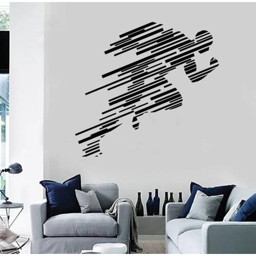 Runner Wall Sticker Running Sport Fitness Wall Sticker Gym Interior Wallpaper Home Decor Wall Art Murals Room Poster Decoration