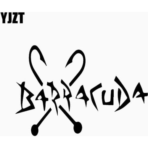 YJZT 15.8CM*10.9CM Barracuda Fishing Hooks Vinyl Car Sticker Window Decal Black/Silver C24-1100