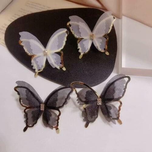 South Korea S925 Silk Butterfly Super Fairy Big Earring Small Crowd Sen Fashion Girl Earring