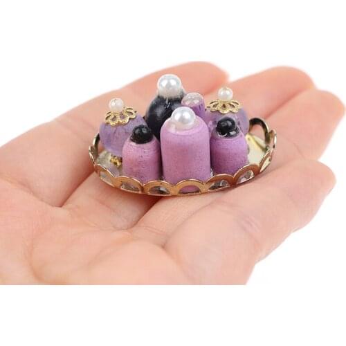 1Set 1:12 Scale Pink Perfume Tray Miniature Furniture Fabric Model Mini Dollhouse Furniture Doll Bedroom Bath Dolls House