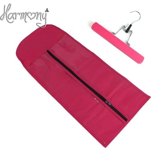 1 bag + 1 hanger black zipper hanger hair extension packaging suit case bag for weft hair extensions clipin hair ponytail