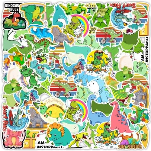 10/30/50PCS New Dinosaur Cartoon Graffiti Stickers Car Computer Notebook Mobile Phone Decoration Stickers Wholesale Custom