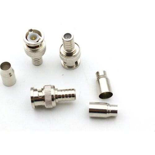 100 PCS Crimp on BNC Male RG59 Coax Coaxial Connector For CCTV camera