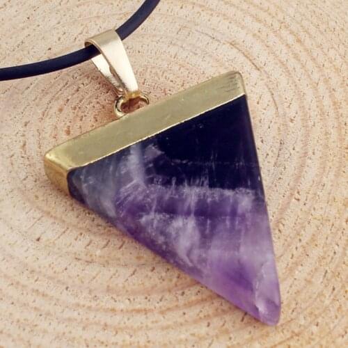 100-Unique 1 Pcs Light Yellow Gold Color Natural Amethysts Geometric Shape Pendant For Gift