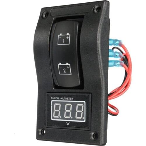 12-24V LED Dual Battery Test Panel Rocker Switch Car Truck Marine Boat Voltmeter 4P ON-OFF-ON