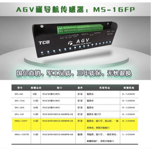16-bit AGV Magnetic Navigation Sensor RS232/485/CAN/NPN-OC Switch IO Magnetic Strip Magnetic Nail NS Pole