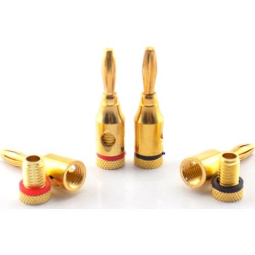 2/8pcs 4mm Banana Plug Gold-Plated Musical Cable Wire Audio Speaker Connector Plated Musical Speaker Cable Wire Pin Connectors