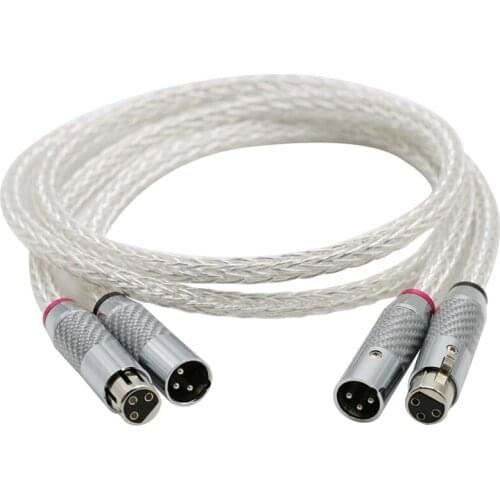 2PCS Hifi Speaker Cable 8AG Silver Plated Audio Cable with Carbon Fiber 3Pins XLR Balanced Cable,Audio Signal Cable