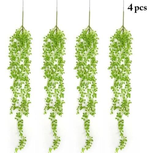 4PCS Artificial Vine Decorative Lifelike Plastic Hanging Vine Fake Greenery Plant Artificial Succulents Office Home Decor