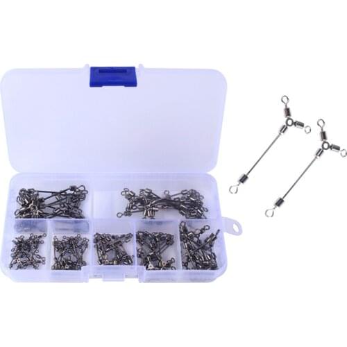 70Pcs / Lot Heavy Duty 3 Way Fishing Swivel Terminal Terminal Tackle Connector 7