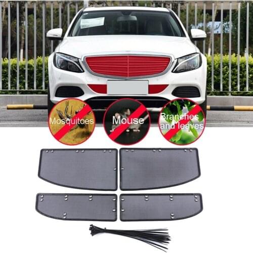 AU04 -4Pcs Car Grille Insert Net Car Insect Screening Mesh for Benz C Class W205 2015-2017 Car Accessories