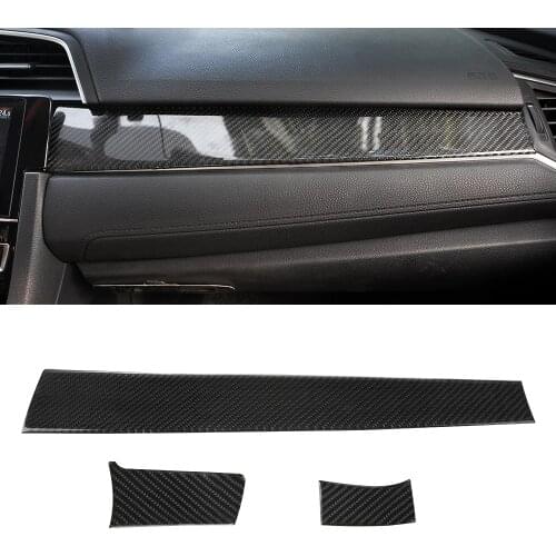 Senzeal 3PCS Carbon Fiber Car Center Console Dashboard Trim For 2016 2017 2018 2019 2020 10th Gen Honda Civic