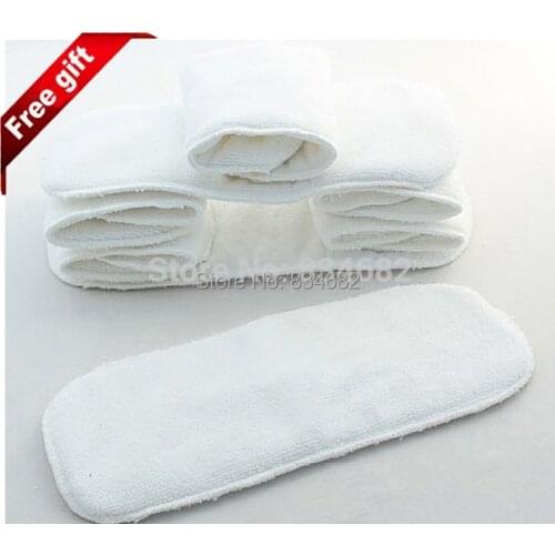 Free shipping 10pcs Washable Reusable Baby Cloth Diapers Nappy Inserts Microfiber 2 layers Cloth Diaper Insert