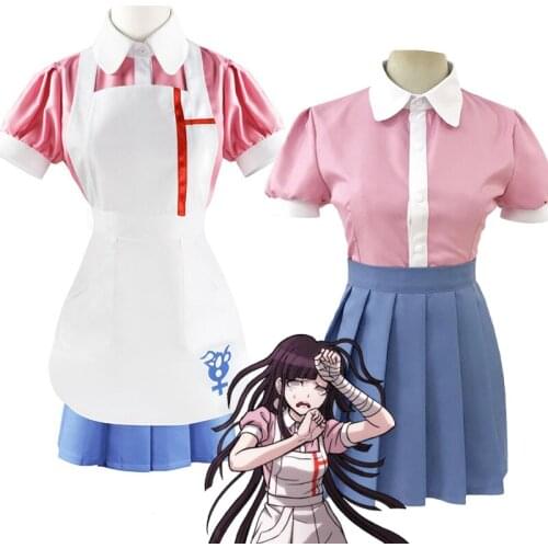 Dangan Ronpa 2 Mikan Tsumiki Cosplay Costume Anime Super Danganronpa Cosplay Maid Uniforms Shirt Skirt Apron and Wigs C65A99