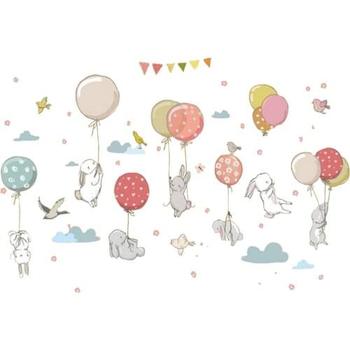 Hot Cartoon Hot Air Balloon Wall Stickers Childrens Room Baby Kindergarten Room Decoration Wreath Art Wall Stickers Mural