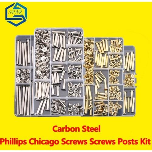 Phillips Chicago Screws Binding Screws Posts Assortment Kit for Scrapbook Photo Albums Binding and Leather Carbon Steel M5