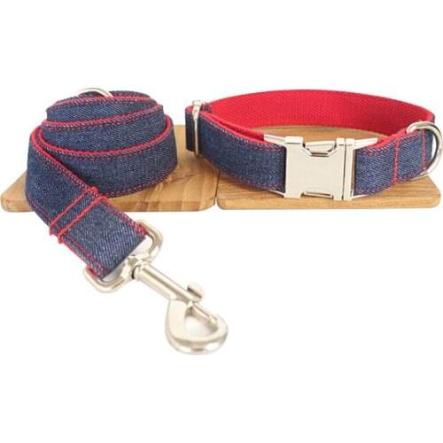 Easy On Pet Cowboy Cloth Dog Collar Leash Set Alloy Buckle Adjustabele Nylon Collar Dog Training Leash Pet Supplies Dropshipping
