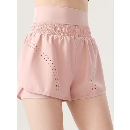 Summer High Waist Stretch Sports Shorts Women 2 In 1 Marathon Quick Dry Gym Running Loose Breathable Yoga Shorts