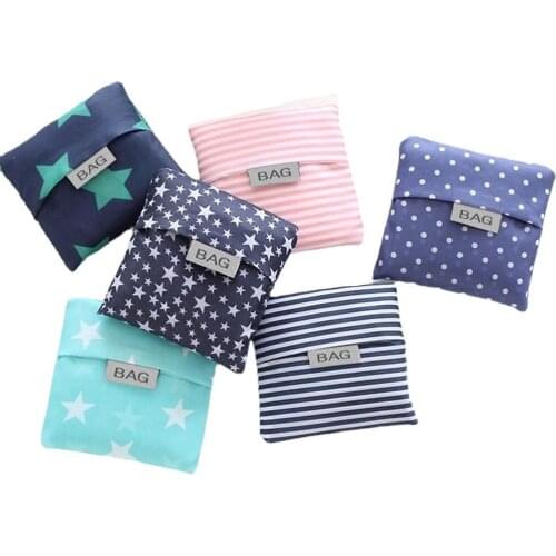 Fashion Printing Foldable Shopping Bag Tote Portable Reusable Folding Handbags Pouch Convenient Large-capacity Storage Bags