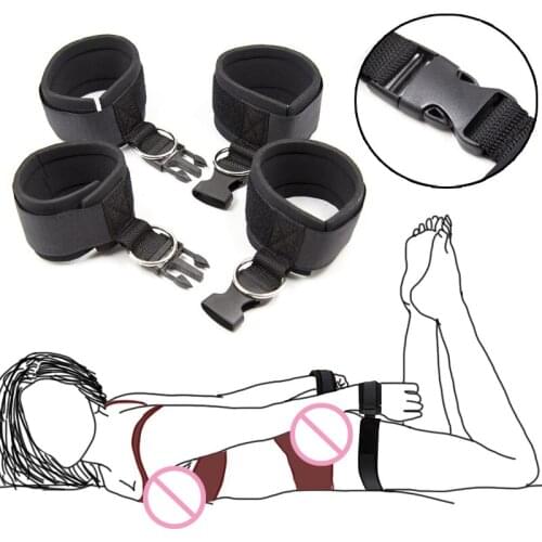 Bdsm Bondage Adjustable Handcuff Wrist & Ankle Cuffs Restraints Slave Neck Flirt No Vibrators Adult Sex Toys For Couples Women