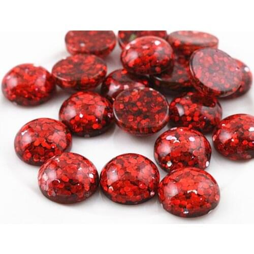 New Fashion 40pcs 12mm Red Color Flat Back Resin Cabochons Cameo G5-01